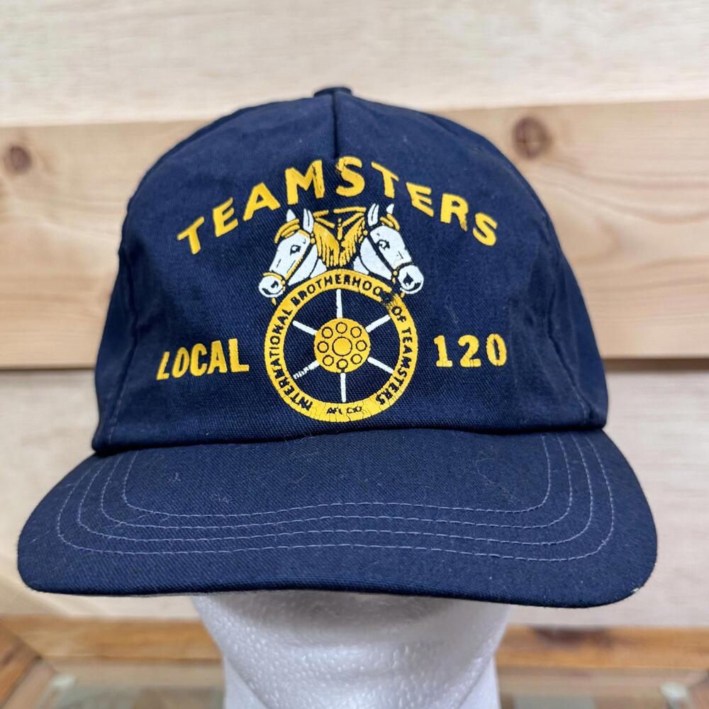 Vintage Teamsters Hat Cap Snap Back Embroidered Union Local 120 Mens 90s